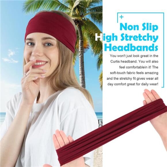 Wide Headbands for Women Non Slip, Workout Yoga Running Womens Headband Boho - Picture 2 of 7